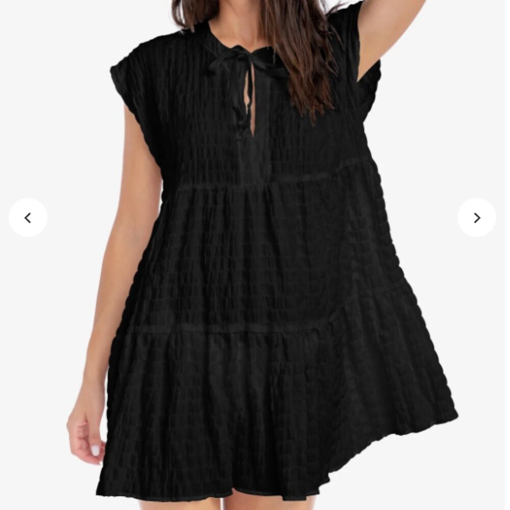 NWT - Robin Piccone Fiona Flouncy Dress Black - Size XS
